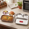 Image 1 of Default Title for the product HAZEL 3 in 1 Plate Stainless Steel Pav Bhaji Plate Set of 2 Mess Tray