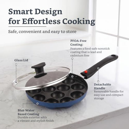 Image 6 of Amazon Brand - Solimo Nonstick Appe/Appam/Paniyaram Pan 12 Cavities with Glass Lid