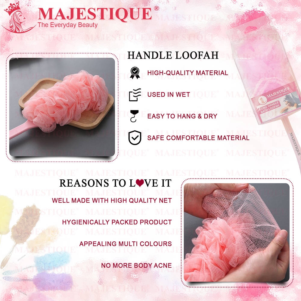 Image 4 of Majestique Long Handle Bath Loofah (Colour May Vary)