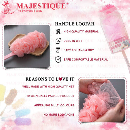 Image 4 of Majestique Long Handle Bath Loofah (Colour May Vary)