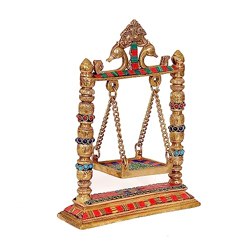 Image 4 of AONA Brass Swing Jhula for Ladoo Gopal Idol Statue