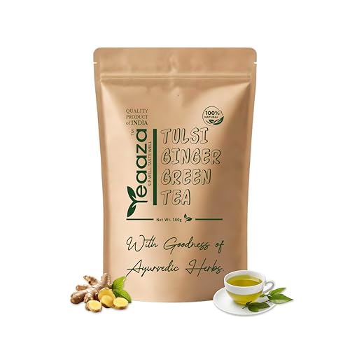 Image 1 of 100 g (Pack Of 1) for the product Teaaza Green Tea With Tulsi And Ginger Blend -100 Grams