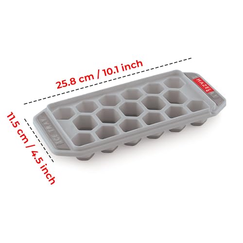 Image 4 of HAZEL Ice Cube Tray with Honeycomb Design & Silicone at Bottom for Easy Removal, Grey