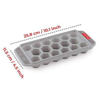 Image 4 of HAZEL Ice Cube Tray with Honeycomb Design & Silicone at Bottom for Easy Removal, Grey