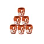 Image 2 of Mitti Cool Clay Earthen Eco Friendly Dinner Glass Set White Painting Swan (200 ml)