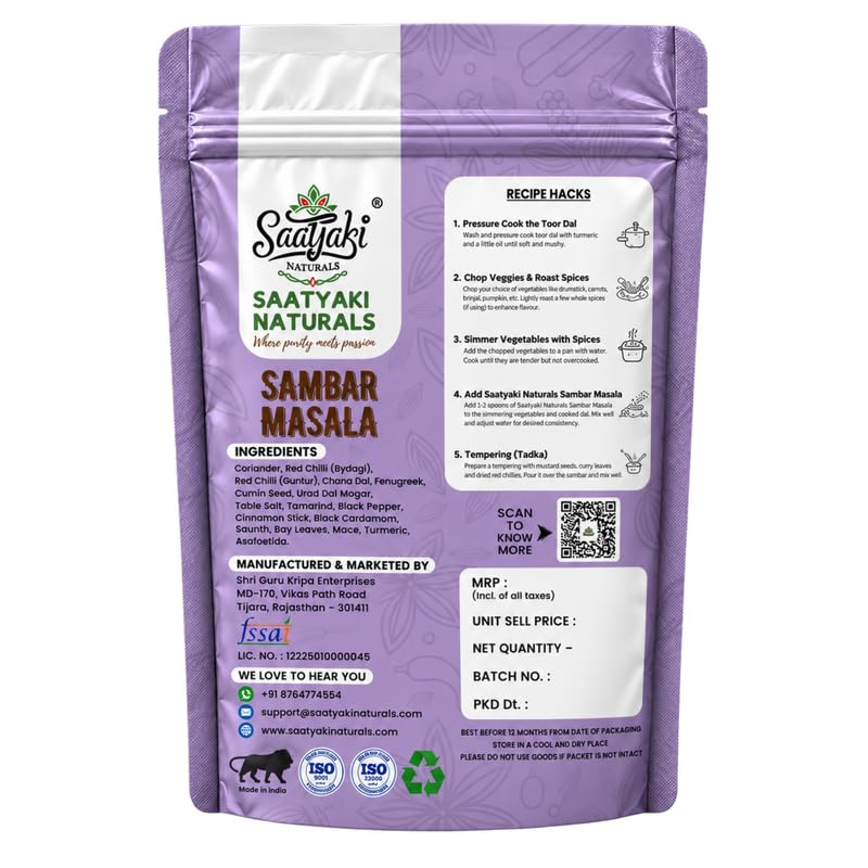 Image 6 of SAATYAKI NATURALS Kerala Sambar Masala