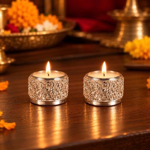 Image 2 of Dev Aastha 999 Silver Plated Candle Holder for Home Decor