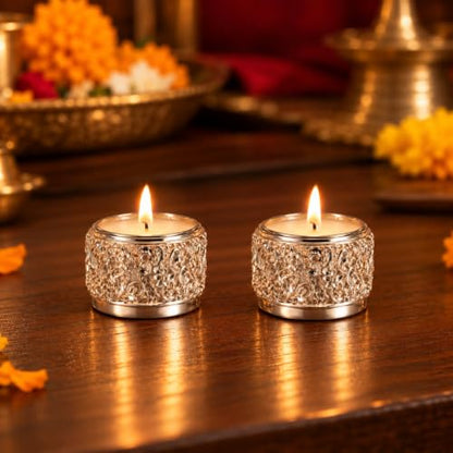 Image 2 of Dev Aastha 999 Silver Plated Candle Holder for Home Decor