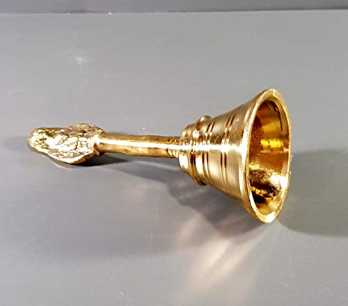 Image 4 of Esplanade - Brass Pooja Puja Bell Ghanti, Golden - 5" Inches