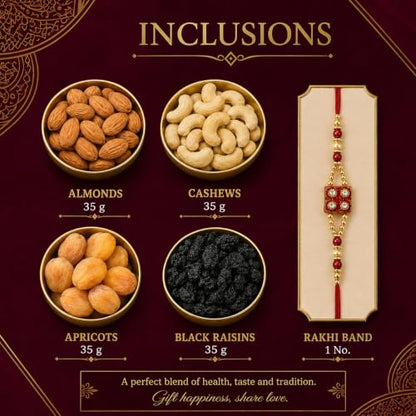 Image 7 of Brown tree Dry Fruits Rakhi Gift Hamper Signature 4P-140g