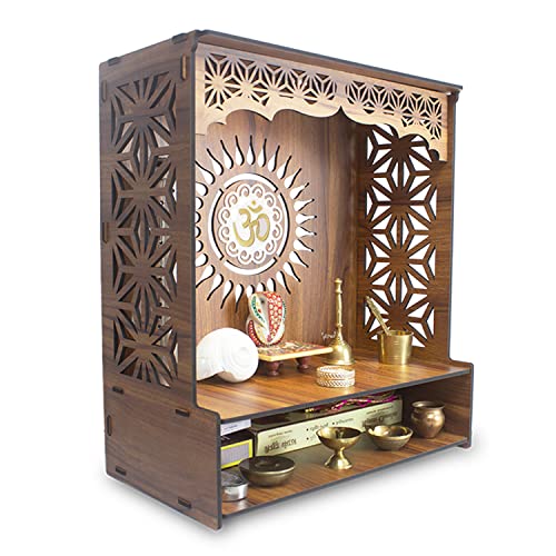 Image 1 of Default Title for the product Heartily Shree Beautiful Wooden Pooja Stand for Home Mandir (H- 18, L- 16, W-8.75 Inch)