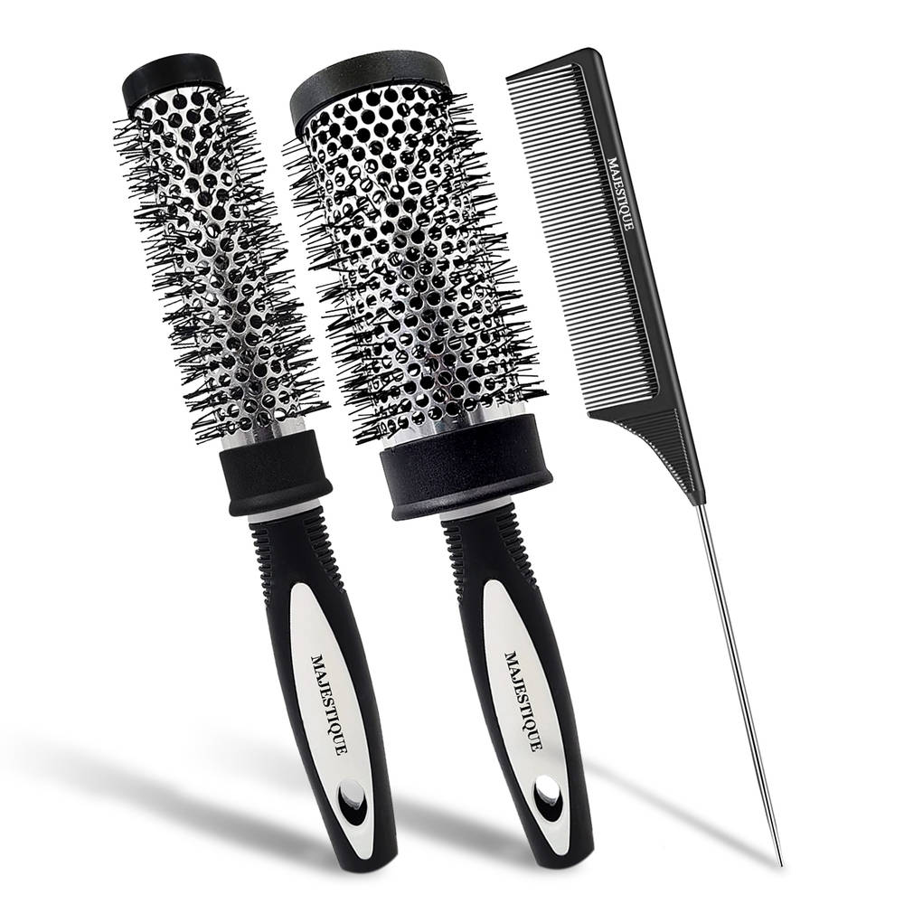 Image 1 of 72 g for the product Majestique Blow Dry Hair Roller Brushes And Tail Comb - Set Of 3