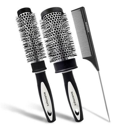 Image 1 of 72 g for the product Majestique Blow Dry Hair Roller Brushes And Tail Comb - Set Of 3