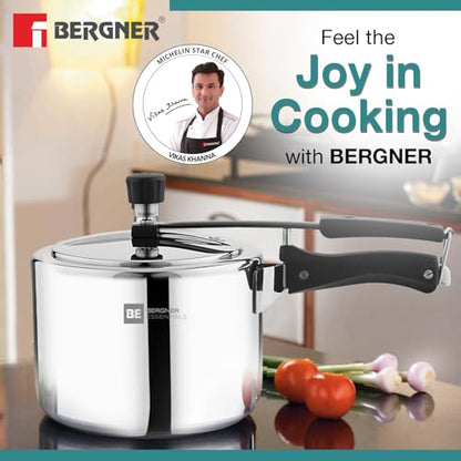 Image 3 of BERGNER BE Essentials Tripro Triply Stainless Steel Pressure Cooker 3 Liters