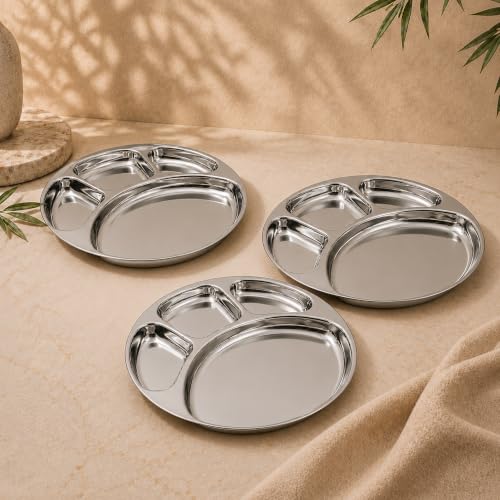 Image 8 of Medium -3 for the product Spillbox Stainless Steel Tiffin Plate