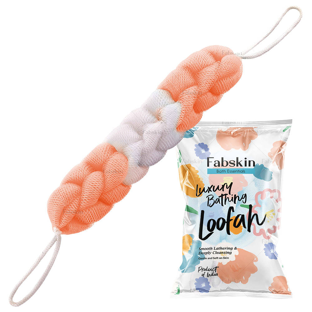 Image 3 of Peach / Pack of 1 for the product Fabskin Luxury Bathing Back Scrubber Loofah Belt - Strechable 9 Knots Bath Sponge