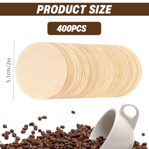 Image 3 of Supvox Coffee Filter Paper 51mm 400 Counts Unbleached Round for Moka Pot