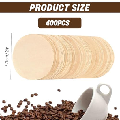 Image 3 of Supvox Coffee Filter Paper 51mm 400 Counts Unbleached Round for Moka Pot