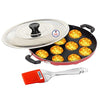 Image 1 of Default Title for the product SJE WARE Non Stick Appam Patra 12 Cavity with Stainless Steel Lid and Silicon Brush