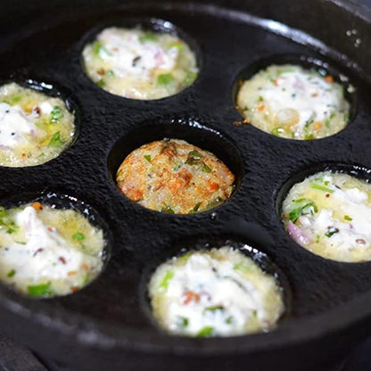 Image 5 of COOKBEAT Cast Iron Paniyaram Pan with Lid & Kadai Combo