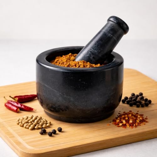Image 4 of Black for the product JAIPUR ACE Natural Marble Mortar and Pestle Set