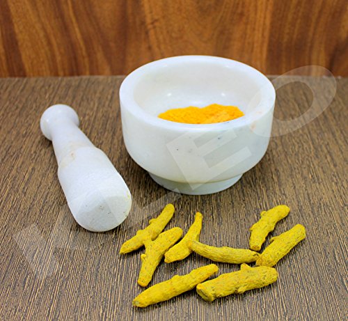 Image 7 of KLEO White Marble Stone Mortar and Pestle Set 5" Diameter