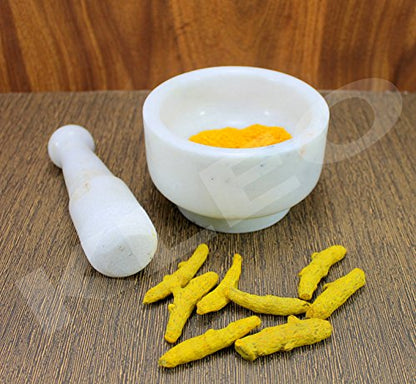 Image 7 of KLEO White Marble Stone Mortar and Pestle Set 5" Diameter