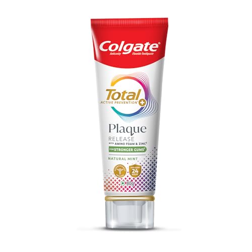 Image 1 of Pack of 1 for the product Colgate Total Plaque Release Toothpaste | Tooth Paste with Amino Foam & Zinc | Colgate Paste Toothpaste for Stronger Gums | 3X More Effective at Fighting Plaque - Natural Mint (80gm)(2.8 Ounce)
