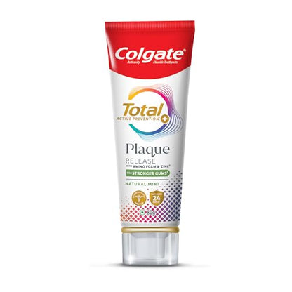 Image 1 of Default Title for the product Colgate Total Plaque Release Toothpaste | Tooth Paste with Amino Foam & Zinc | Colgate Paste Toothpaste for Stronger Gums | 3X More Effective at Fighting Plaque - Natural Mint (80gm)(2.8 Ounce)