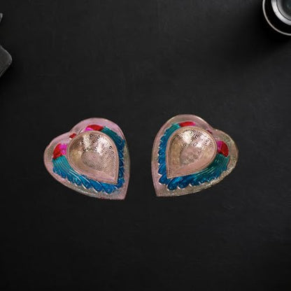 Image 1 of Default Title for the product Dista Silvers Silver Blue Peacock Fancy Diya Pair 34.98g