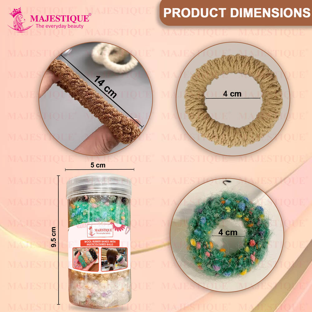 Image 2 of Majestique Multi Designs Cotton Stretchable Hair Rubber Band Ponytail Holder - 11Pcs