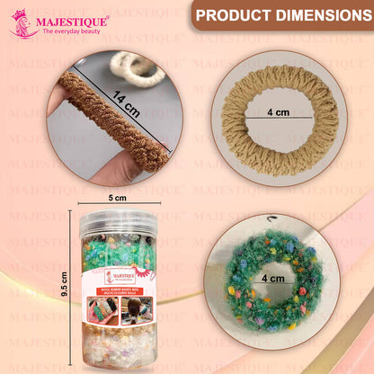 Image 2 of Majestique Multi Designs Cotton Stretchable Hair Rubber Band Ponytail Holder - 11Pcs