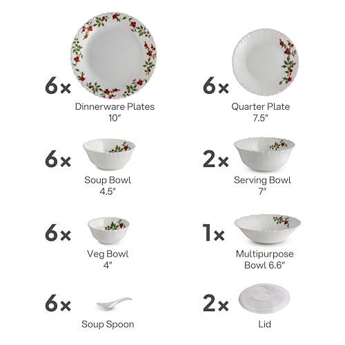 Image 5 of Cello Opalware Dazzle Series Imperial Rose 35 Pcs Dinner Set