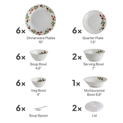Image 5 of Cello Opalware Dazzle Series Imperial Rose 35 Pcs Dinner Set