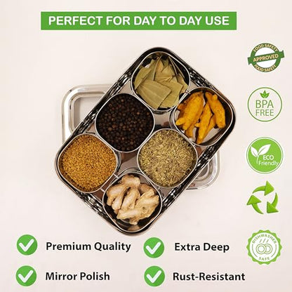 Image 6 of Spillbox Stainless Steel Spice Box Set for Kitchen 6cup with 1 spoon