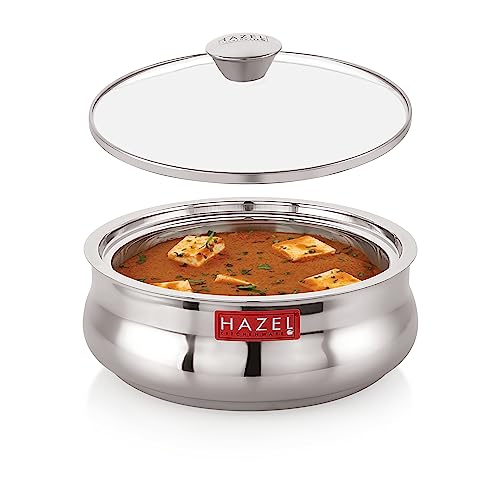 Image 7 of HAZEL Stainless Steel Roti Casserole with Glass Lid 2500 ml