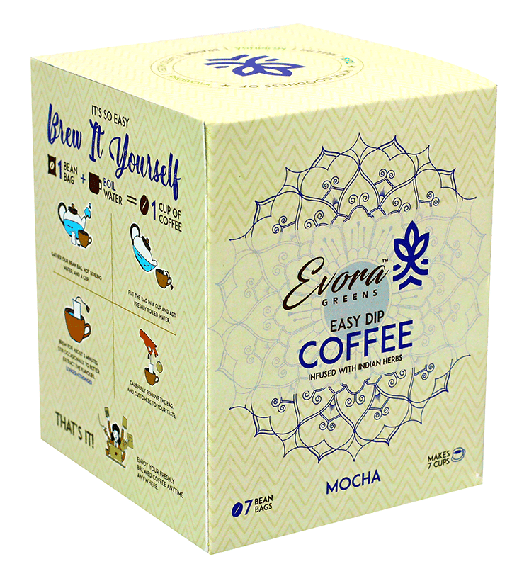Image 1 of Default Title for the product Evora Greens Easy Dip Coffee Bean Bag (12.5gm Each) Mocha
