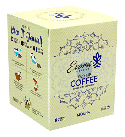 Image 1 of Default Title for the product Evora Greens Easy Dip Coffee Bean Bag (12.5gm Each) Mocha
