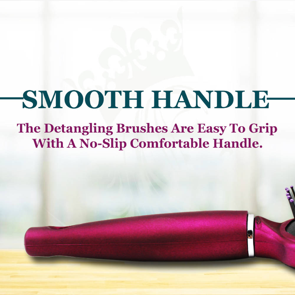 Image 4 of Majestique Purple Detangler Brush - Ultra-Soft Tipped Nylon, Glides Through Tangles