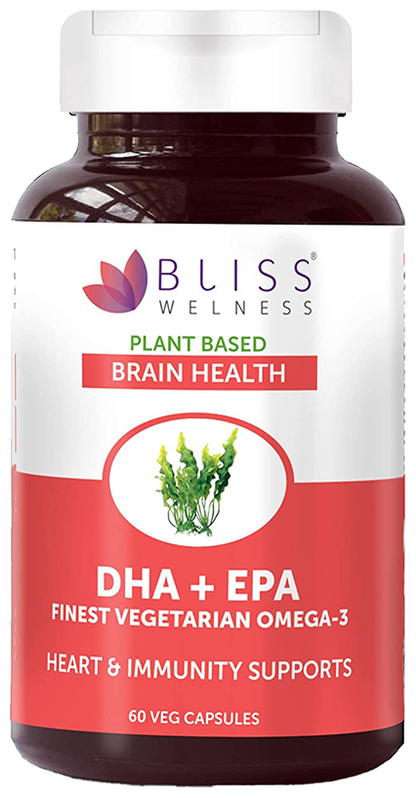 Image 1 of 60 veg caps for the product Bliss Welness Brain Health DHA + EPA Finest Vegetarian Omega-3 Veg Capsule