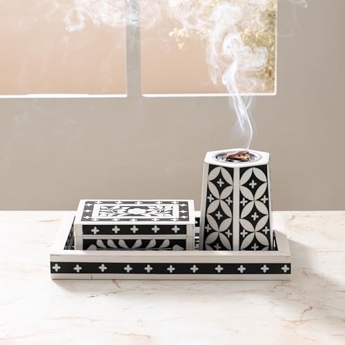 Image 1 of Default Title for the product Ritualistic Artistic Bakhoor Set, Incense Holder With Storage Box & Multipurpose Tray, Black
