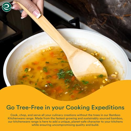Image 4 of ECO SOUL Bamboo Wooden Spatula Set of 3, Ladle & Turner for Cooking