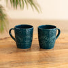 Image 1 of Default Title for the product ExclusiveLane Teal Forest Ceramic Coffee Mugs Set of 2 180 ML
