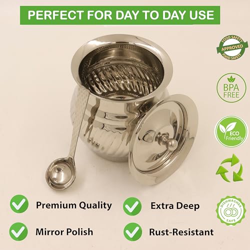 Image 4 of Spillbox Stainless Steel Ghee Pot with Spoon 400ml