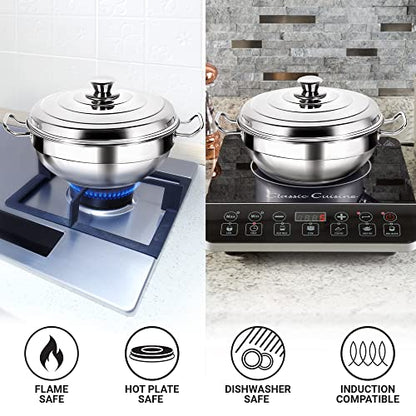 Image 4 of MILTON Pro cook Induction Cookware & Gas Stove Friendly Stainless Steel Idli Cooker 6 Plates | 2 Regular Idli Plates | 1 Mini Idli Plate | 1 Steamer Plate | 2 Dhokla Plates | Multi Kadai Idali Maker