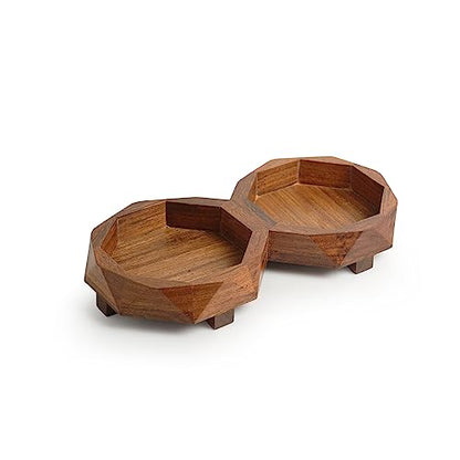 Image 4 of ExclusiveLane Shatranj Checkered Ceramic Containers with Lid & Tray Set of 2 440 ML
