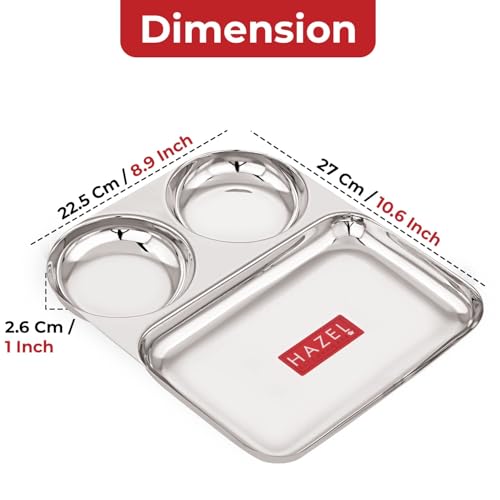 Image 3 of HAZEL Stainless Steel 3 Compartment Plate
