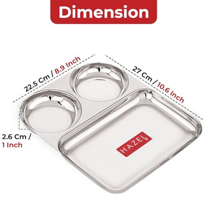 Image 3 of HAZEL Stainless Steel 3 Compartment Plate