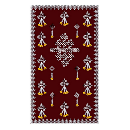 Image 1 of Default Title for the product Sri Yagnaa M 2 – Dark Chocolate Muggu Backdrop Cloth with Flower Hanging, 5 x 8 Ft