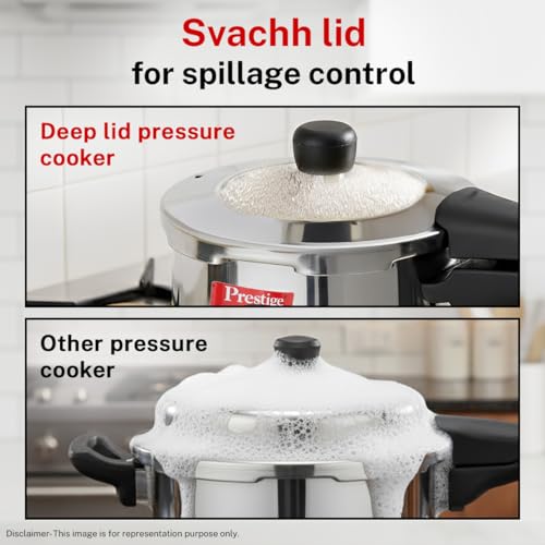 Image 5 of Prestige Deluxe Alpha Svachh Stainless Steel Pressure Cooker 1.5L With Glass Lid